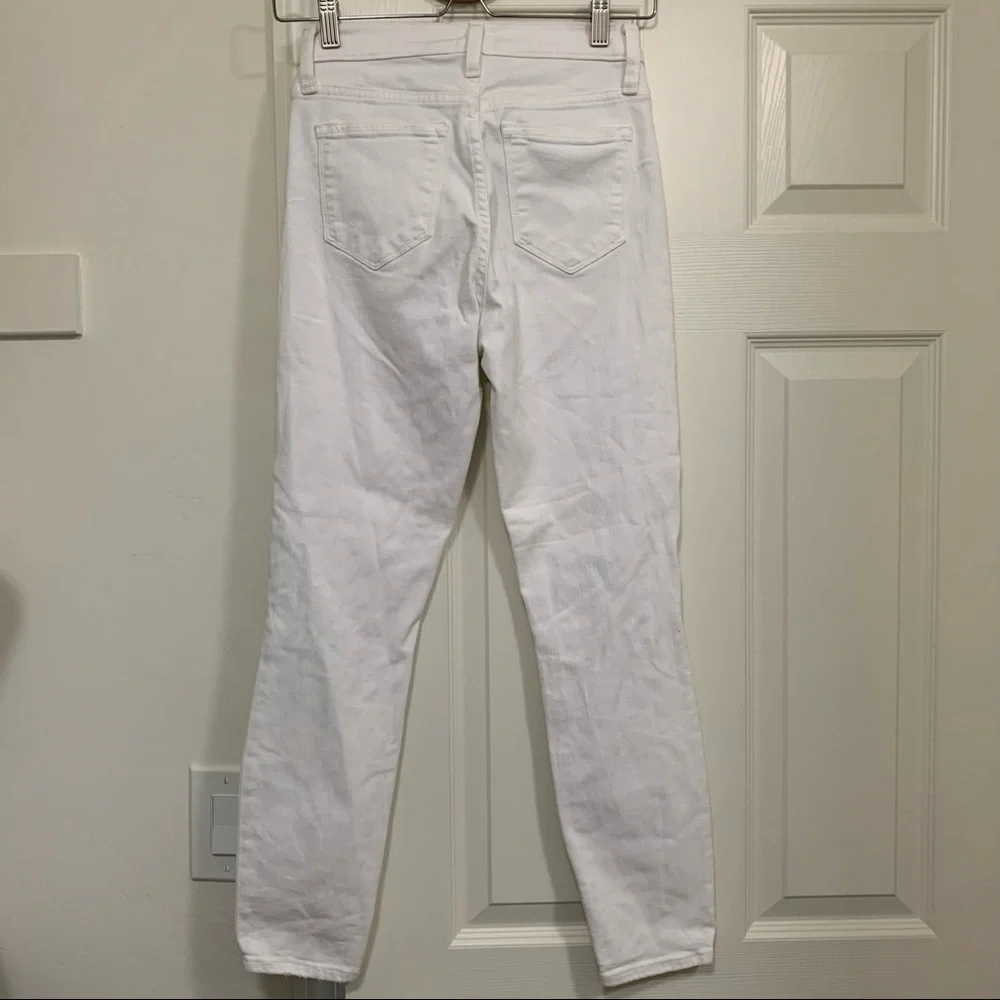 J Crew White Distressed Lookout High Rise Skinny Crop Jeans Size 26